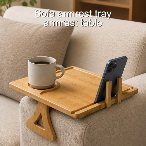 Bamboo sofa arm tray - sofa, tray,