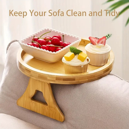 Arm rest organiser tray - arm, bamboo