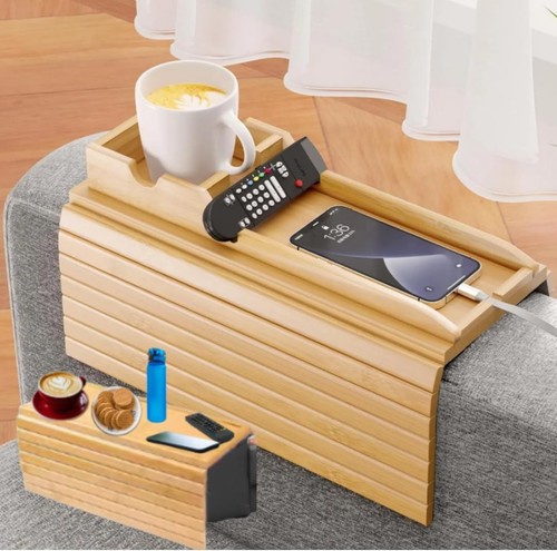 Sofa arm tray wood - double, use